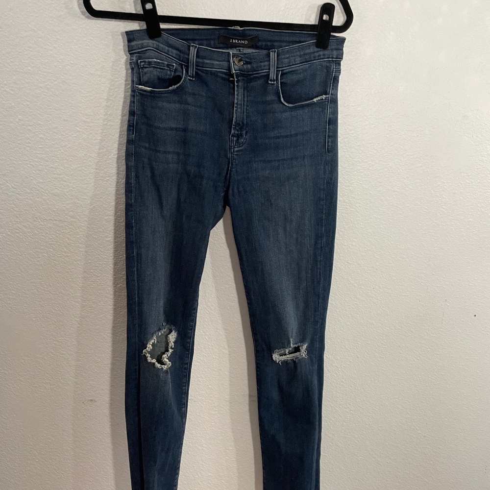 J Brand Skinny Jeans, Frayed Knees, Size 28